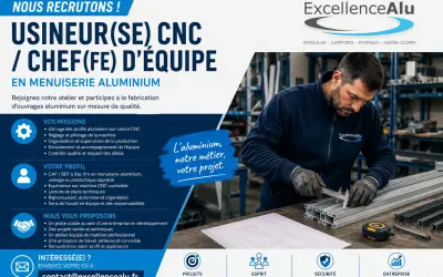 Usineur(se) CNC / Chef(fe) d’équipe en menuiserie aluminium
